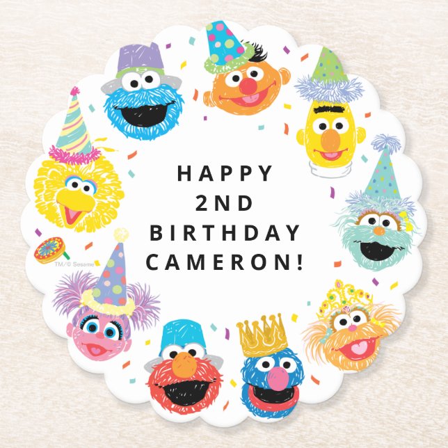 Dessous-de-verre En Papier Sesame Street Pals Confetti Anniversaire (Devant)