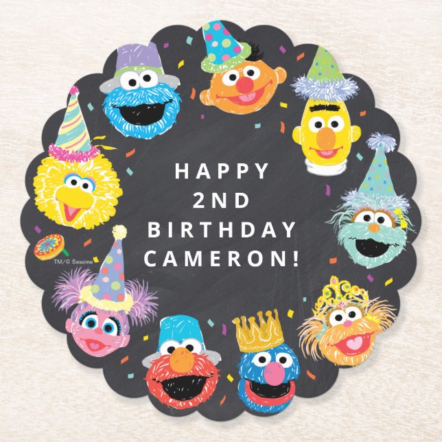 Dessous-de-verre En Papier Sesame Street Pals Confetti Anniversaire (Devant)