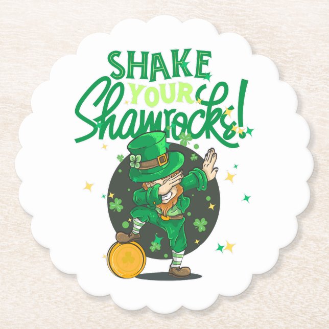 Dessous-de-verre En Papier Shake your shamrock, St Patricks day, Slainte (Devant)