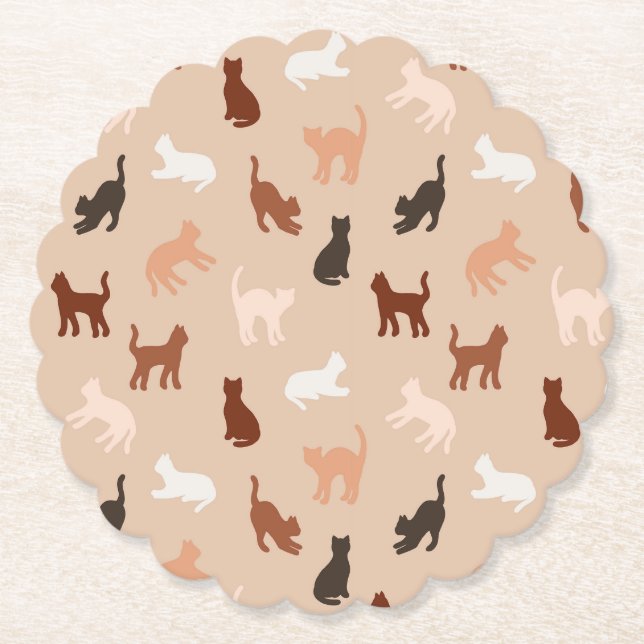 Dessous-de-verre En Papier Silhouette de chat (Devant)