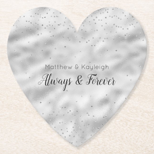 Dessous-de-verre En Papier Silver Glam Sparkle Confetti (Devant)