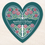 Dessous-de-verre En Papier Silver Teal Royal Medieval Floral Sword Wedding<br><div class="desc">Celebrate your special day with this Royal Medieval Sword Wedding design against a teal background. You can customize this further by clicking on the "PERSONALIZE" button. PLEASE NOTE: The silver on this item is NOT real foil and is printed in flat colors</div>