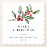 Dessous-de-verre En Papier Simple élégante aquarelle de Noël Botanique<br><div class="desc">Simple Elegant Christmas Watercolor Botanical Classic dessous de verre présente une belle aquarelle illustrant la verdure saisonnière et les baies sèches,  ainsi que le type élégant.</div>