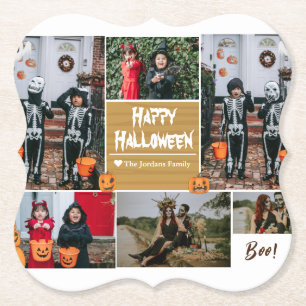 Dessous-de-verre En Papier Simple moderne Happy Halloween photo collage famil