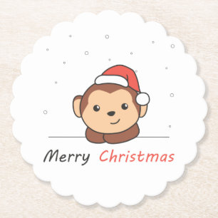 Dessous-de-verre En Papier Singe Noël Neige Hiver Animaux Singes