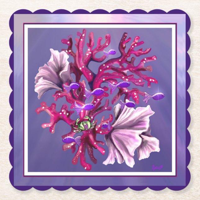 Dessous-de-verre En Papier Sirène d'océan violet (Devant)