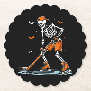 Dessous-de-verre En Papier Skeleton Hockey sur glace Halloween garçons Drôle