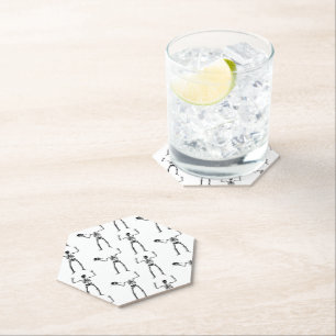 Dessous-de-verre En Papier Skeletons D'Halloween, Baguette Ou Traite, Boo