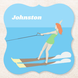 Dessous-de-verre En Papier Ski nautique de style vintage