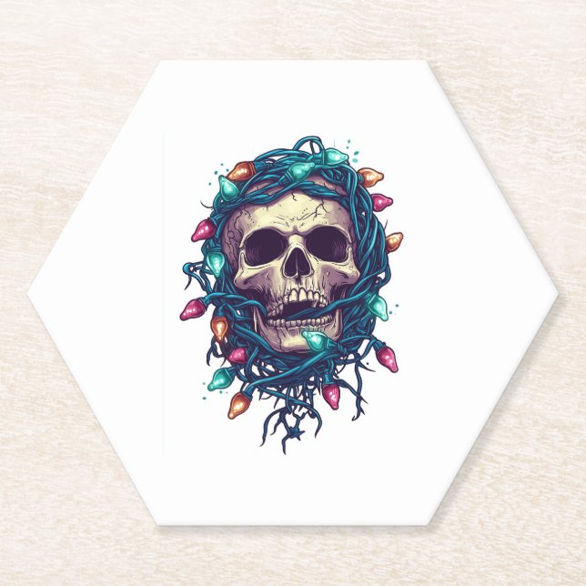 Dessous-de-verre En Papier Skullmas � drôles Xmas Squelette (Devant)