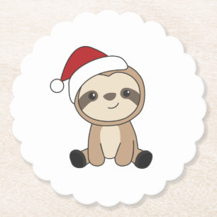 Dessous-de-verre En Papier Sloth Noël Neige Hiver Animaux Machines à Sous Pap