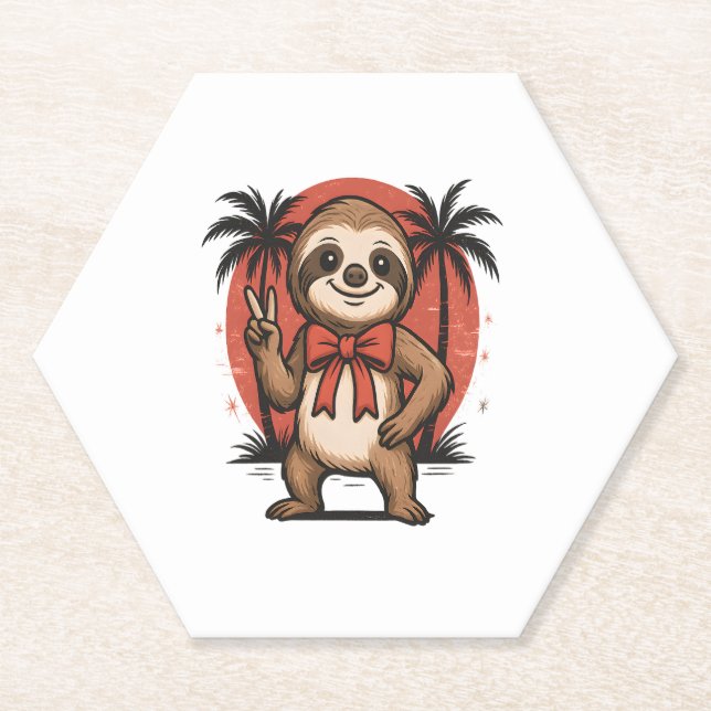 Dessous-de-verre En Papier Sloth Summer Beach Rocking (Devant)