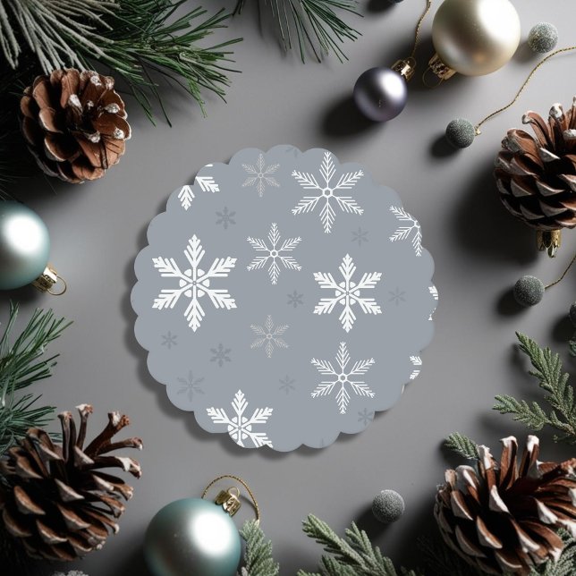Dessous-de-verre En Papier Snowflakes gris décoratif Noël motif (Decorative Grey Snowflakes pattern Christmas Paper Coaster)
