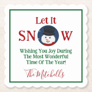 Dessous-de-verre En Papier Snowman Merveilleux Temps Année PERSONNALISER Nom