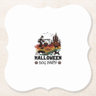 Dessous-de-verre En Papier Soirée de chien d'Halloween Sorcières Chiens Citro