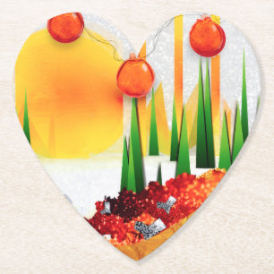 DESSOUS-DE-VERRE EN PAPIER SOLEIL DES FÊTES DANS LES PINS :)