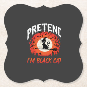 Dessous-de-verre En Papier Sorcière de chat noir d'Halloween je prétends