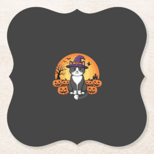 Dessous-de-verre En Papier Sorcière de Halloween Chat Citrouille Lune Design_