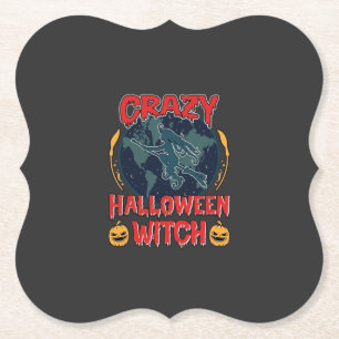 Dessous-de-verre En Papier Sorcière de Halloween fou Citrouille Volant Lune N