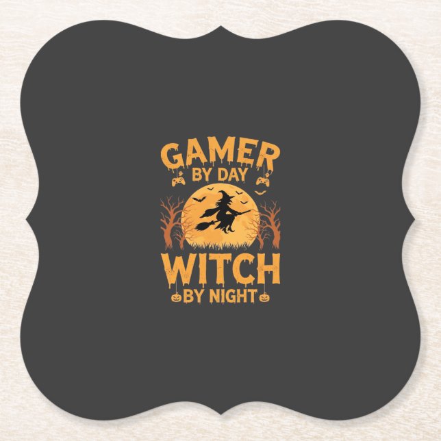 Dessous-de-verre En Papier Sorcière de jeu Halloween Conception de jeu (Devant)