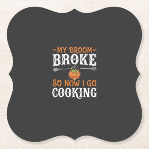 Dessous-de-verre En Papier Sorcière d'Halloween Balai de Cuisine Cassé Concep
