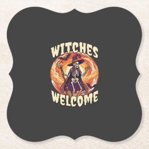 Dessous-de-verre En Papier Sorcières Bienvenue Halloween Squelette Sorcière B