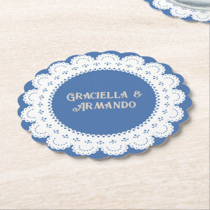 Dessous-de-verre En Papier Sous-verres de mariage en papier bleu clair minima