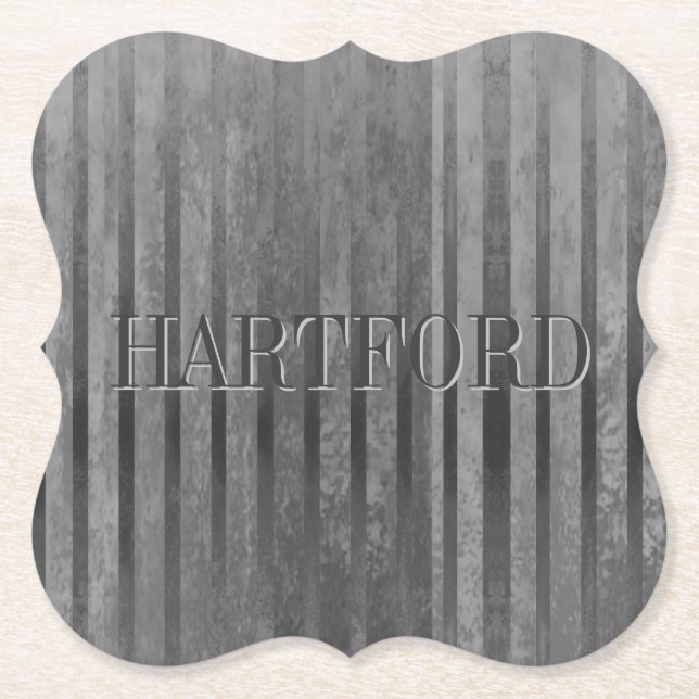 Dessous-de-verre En Papier Sous-verres en papier à rayures ombrées gris (Devant)