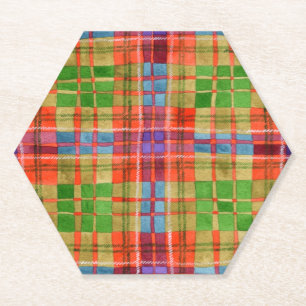 Dessous-de-verre En Papier Sous-verres en papier hexagone MAC RAE TARTAN