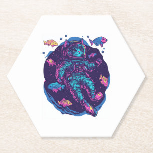 Dessous-de-verre En Papier Space Cat Dreams � Funny Vaporwave Galaxy Kitty Ki