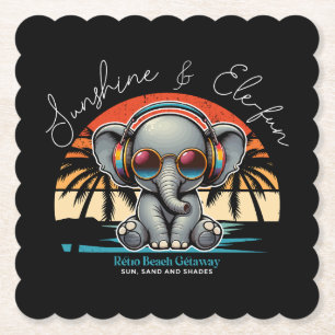 Dessous-de-verre En Papier Spring Sunshine and Ele-fun Retro Beach Getaway