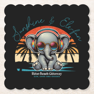 Dessous-de-verre En Papier Spring Sunshine and Ele-fun Retro Beach Getaway