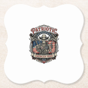 Dessous-de-verre En Papier Squelette Cowboy Patriotique Squelette de Patriot