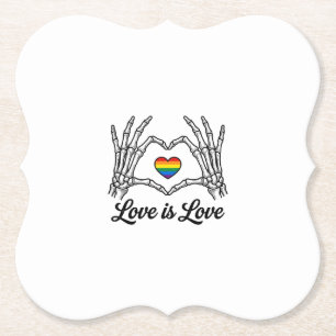 Dessous-de-verre En Papier Squelette Mains Arc-en-Ciel Cœur Amour Est Amour C
