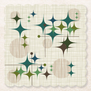 Dessous-de-verre En Papier Starbursts et Globes modernes du milieu du siècle