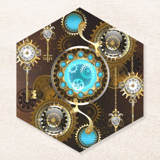 Dessous-de-verre En Papier Steampunk Rusty Background (Devant)