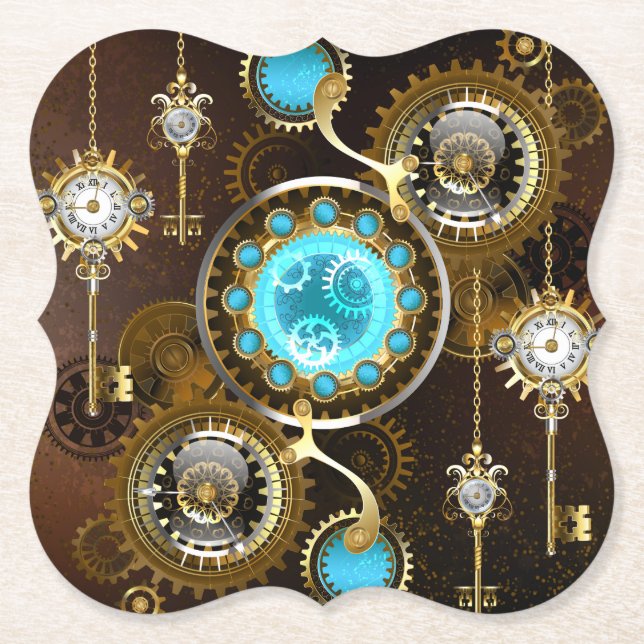 Dessous-de-verre En Papier Steampunk Rusty Background (Devant)
