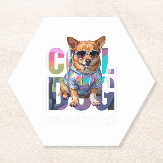 Dessous-de-verre En Papier Style chien cool (Devant)