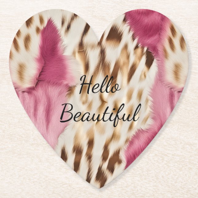 Dessous-de-verre En Papier Stylish Girly Rose White Gold Zebra (Devant)