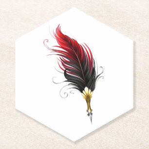 Dessous-de-verre En Papier Stylo rouge en plumes avec nib or