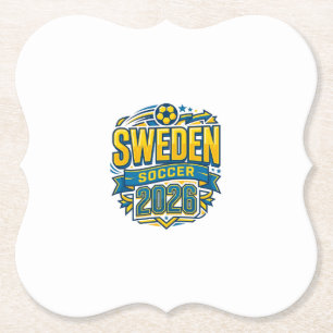 Dessous-de-verre En Papier Suède Football 2026 Football Gras Typographie Pays