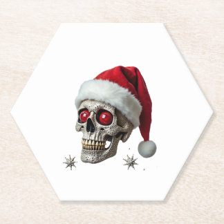 Dessous-de-verre En Papier Sugar Skull with Santa Hat Tee Christmas Pajama Xm