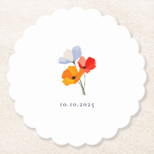 Dessous-de-verre En Papier Summer Poppy Special Date de l'événement Douche