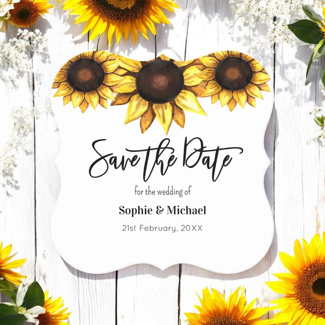 Dessous-de-verre En Papier Sunflower Enregistrer la date Mariage (Créateur téléchargé)