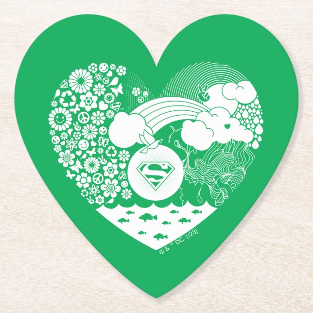 Dessous-de-verre En Papier Supergirl Floral Peace Heart Graphisme (Devant)