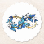 Dessous-de-verre En Papier Symbol Infinity of Blue Morpho Butterflies<br><div class="desc">Symbol infinity of gold,  decorated with realistic blue butterflies morpho on a white background. Design with butterflies. Morpho. Design with blue butterflies morpho.</div>
