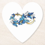 Dessous-de-verre En Papier Symbol Infinity of Blue Morpho Butterflies<br><div class="desc">Symbol infinity of gold,  decorated with realistic blue butterflies morpho on a white background. Design with butterflies. Morpho. Design with blue butterflies morpho.</div>