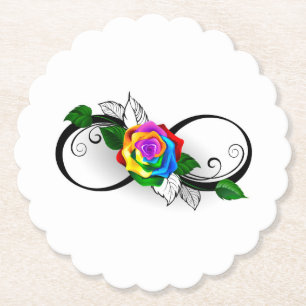 Dessous-de-verre En Papier Symbole de l'infini avec rose arc-en-ciel
