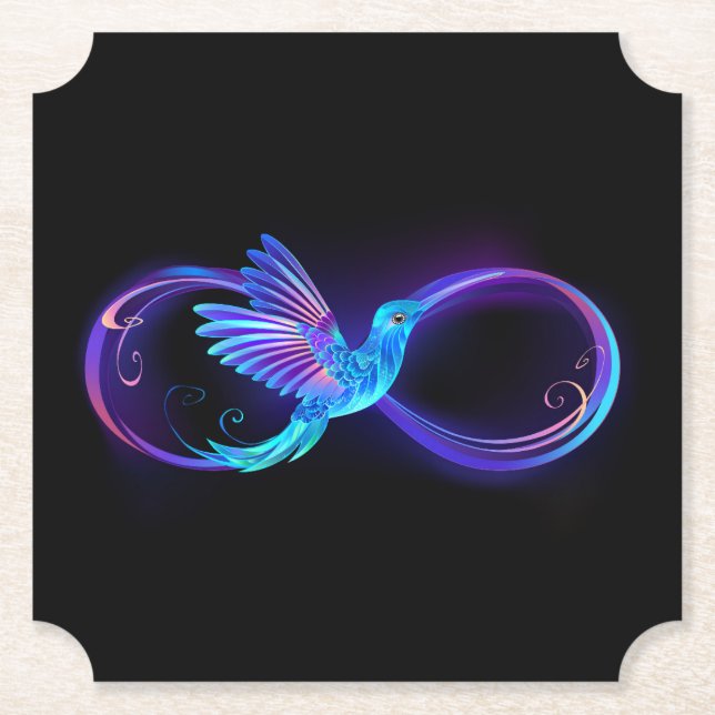 Dessous-de-verre En Papier Symbole de Neon Infinity par Glowing Hummingbird (Devant)