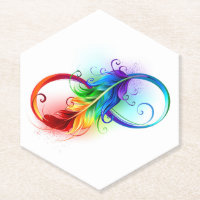 Symbole d'infini avec plume arc-en-ciel